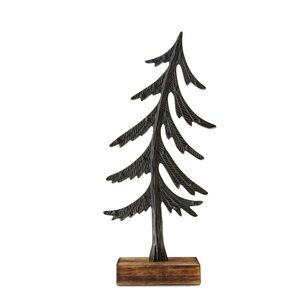2 Large Metal and Wood Tilting Tree Christmas Tabletop Decoration,Holiday Time